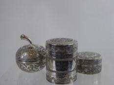 A South Asian Silver Canister & Cover, containing a lady's silver bracelet, the inscription reads "