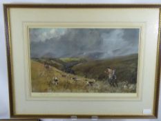 Lionel Edwards Coloured Print, depicting Devon and Somerset Stag Hounds, signed in pencil lower