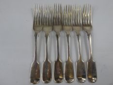 Six Solid Silver Victorian Forks, Newcastle hallmark, dated 1874/5, mm Thomas Watson, approx 260