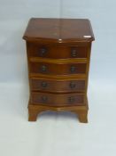 Yew Wood Veneer Bedside Chest of Drawers, on bracket feet, approx 41 x 36 x 62 cms