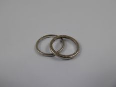 Two Platinum Wedding Bands, approx 6.4 gms, size J.