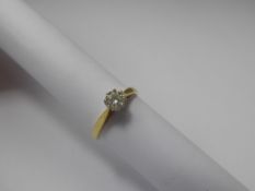 A Lady's 18 ct Yellow Gold Diamond Solitaire Ring, size K, approx 35 pts dias, approx 2.9 gms
