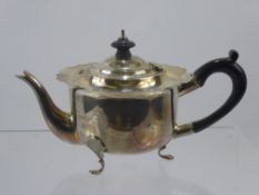 A Silver Tea Pot, London hallmark, dated 1913 , mm FT, approx 320 gms.