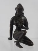 An Antique Bronze Indian Deity, depicted kneeling, approx 13 cms