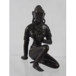 An Antique Bronze Indian Deity, depicted kneeling, approx 13 cms