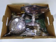 Miscellaneous Silver Plate, comprising flatware knives, forks, spoons, tea pot, silver plated