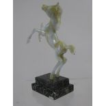 Istvan Komaromy Glass Figure of a Foal, raised on a green marble plinth bearing label, to lower