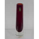 A White Friars Ruby Glass Stem Vase, nr 9655, approx 20 cms high.