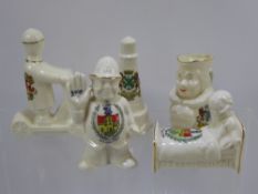 Quantity of Crested China of Figural Interest, including Devonia 'Sir Francis Drake', Varwell 'Child