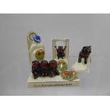 Quantity of Crested Ware, including 'Three Monkey's See, Hear and Speak No Evil', 'Black cat on a