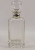 A Silver Collared Carr's Crystal Decanter, stamped 925.