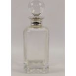 A Silver Collared Carr's Crystal Decanter, stamped 925.