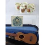 A Miscellaneous Collection of Items, including Queen Victoria commemoration tile, four commemoration