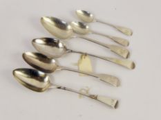 Four Georgian Silver Tablespoons, three London hallmark and a single Exeter 1796 and two silver