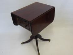 An Antique Mahogany Drop Leaf Table, with single drawer to one side and dummy drawers to the