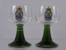 Six Hock Glasses, bears the Regimental Arms for The Royal Army Ordinance Corp.Reg. 1912-1933.