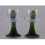 Six Hock Glasses, bears the Regimental Arms for The Royal Army Ordinance Corp.Reg. 1912-1933.