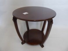 An Oak Occasional Table, approx 50 x 43 x 83 cms together with a leatherette poof. (2)