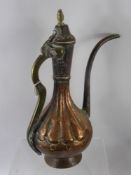 A Copper Turkish Coffee Pot, with fluted design, curved handle and lid, approx 46 cms. (wf)