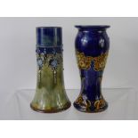 A Doulton Lambeth Ware Vase, in the Art Nouveau style (af) together with a Doulton Lambeth Ware Vase