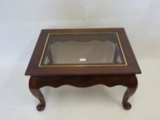 Stained Oak and Glass Topped Coffee Table, approx 55 x 40 x 70 cms.