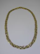A Lady's 14 ct Yellow White and Rose Gold Fancy Necklace, approx 42 cms in length, approx 18.1 gms
