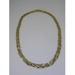 A Lady's 14 ct Yellow White and Rose Gold Fancy Necklace, approx 42 cms in length, approx 18.1 gms