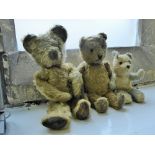 Three Antique Mohair Teddy Bears