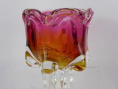Murano Style Moulded Glass Vase, approx 17 cms
