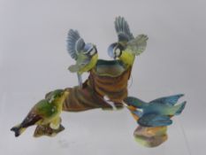 A Quantity of Royal Worcester Bird Figurines, including Beswick Green Finch nr 2105, Gold Finch nr