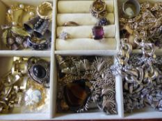 A Collection of Miscellaneous Costume Jewellery In Two Jewellery Boxes, including brooches, (some