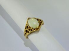 A Lady's 9ct Yellow Gold Opal Ring, opal 8 x 6.4 mm, size I, approx 1.8 gms