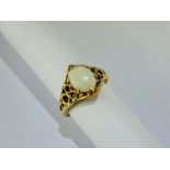 A Lady's 9ct Yellow Gold Opal Ring, opal 8 x 6.4 mm, size I, approx 1.8 gms