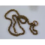 An Antique Rose Gold Fancy Link Chain, approx 44 cms together with a pair of 9 ct ear studs in the