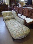 An Edwardian Style Chaise Longue, on turned legs, approx 190 x 68 x 90 cms together with two