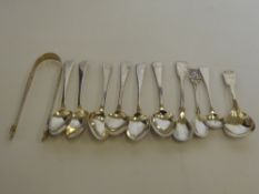 Quantity of Silver Tea Spoons and Condiment Spoons, various Georgian and Victorian hallmarks, approx