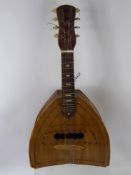 An Oak Wood Mandolin, with decorative inlay, marked "English Make". (af)