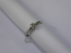 A Lady's Platinum and Diamond Solitaire Ring, the diamond approx 30 pts, size K, approx 3.7 gms.