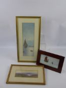 Three Fine Watercolours, two depicting fishing vessels and Highland scene. (3)