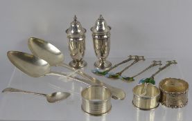 Miscellaneous Silver, including salt and pepper, London hallmark dated 1934, mm EV, together with