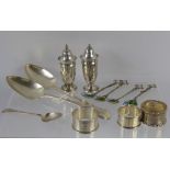 Miscellaneous Silver, including salt and pepper, London hallmark dated 1934, mm EV, together with