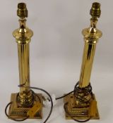 A Pair of Brass Lamp Bases, Corinthian Column design, approx 43 cms