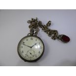 A Silver Dennyson 15 Jewel Open Faced Pocket Watch, Birmingham hallmark dated 1928 enamel face,