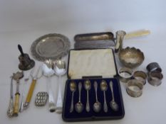 A Collection of Miscellaneous Silver and Silver Plate, including two Georgian serving spoons, London