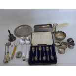 A Collection of Miscellaneous Silver and Silver Plate, including two Georgian serving spoons, London