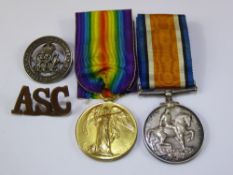 A WWI Pair of Medals, named to Lieutenant J.P. Williams A.S.C., with wound badge M.I.C. and