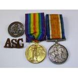 A WWI Pair of Medals, named to Lieutenant J.P. Williams A.S.C., with wound badge M.I.C. and