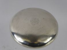 A Solid Silver Circular Victorian Snuff Box, Birmingham hallmark dd 1868, mm RT.