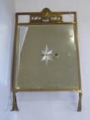 A Brass Edwardian Mirror Fronted Fire Screen, approx 45 x 72 cms