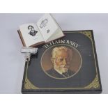 A Box of Tchaikovsky Vinyl Records, within the box is a printed edition of Poems from Reading Gaol